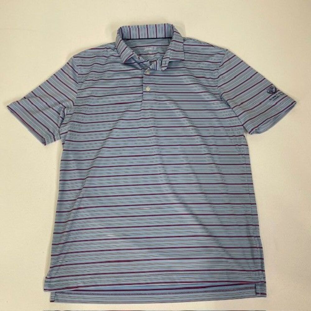 Johnnie-O Summit Hills Country Club Striped Golf‎ Polo Performance Shirt Size M